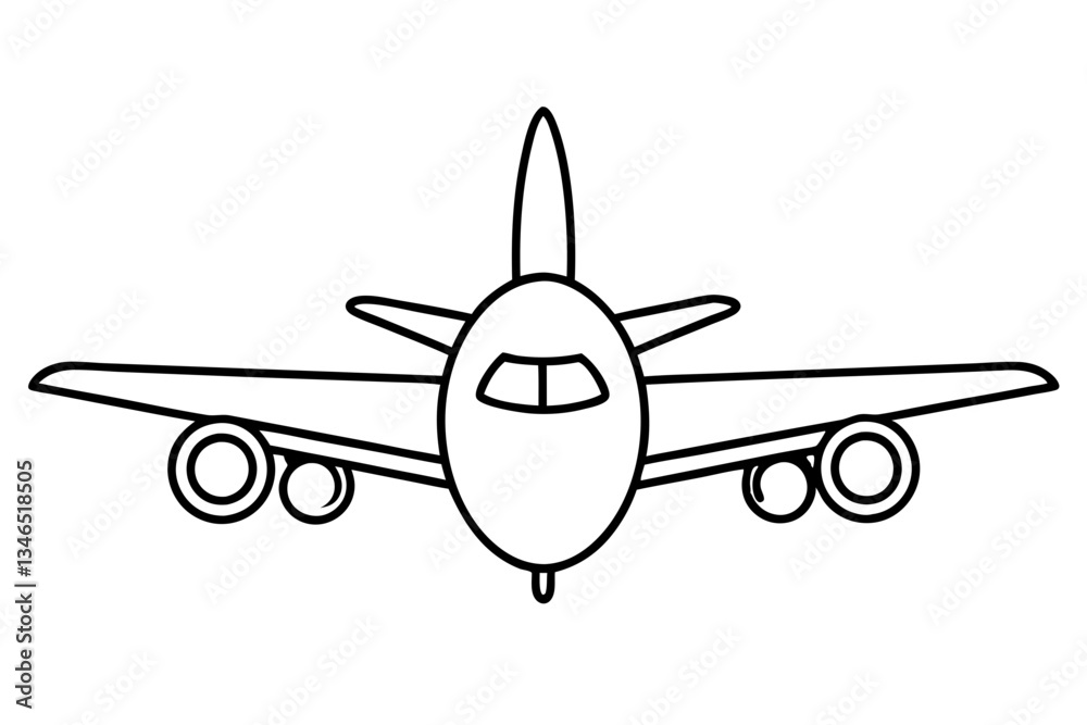 airplane line art silhouette vector illustration airplane line art silhouette vector illustration