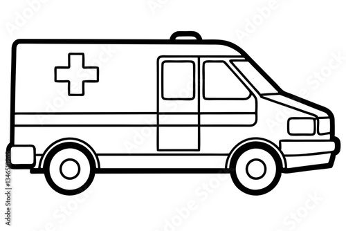 ambulance line art silhouette vector illustration