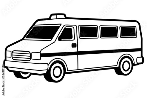 ambulance line art silhouette vector illustration