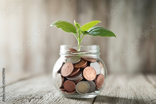 Money Saving for Investment or Insurance Money Green Concept Background