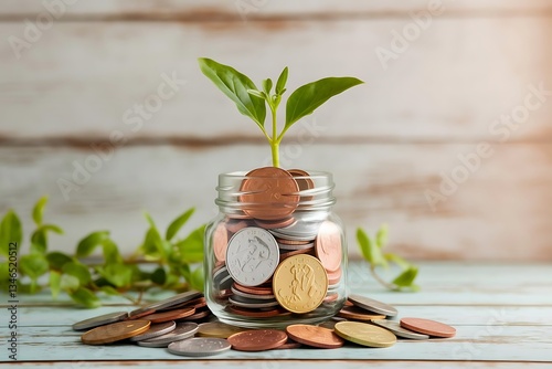 Money Saving for Investment or Insurance Money Green Concept Background