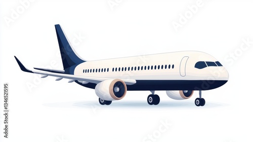 A detailed illustration of a modern airplane, showcasing its sleek design and prominent features, set against a minimalistic background.