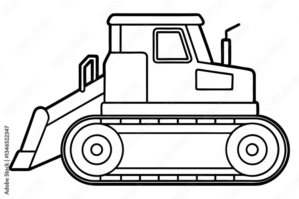 Naklejka premium bulldozer line art silhouette vector illustration