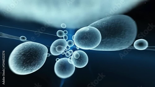 Mesmerizing Abstract of Blue Microscopic Cells Dynamic Science of Cellular Biology