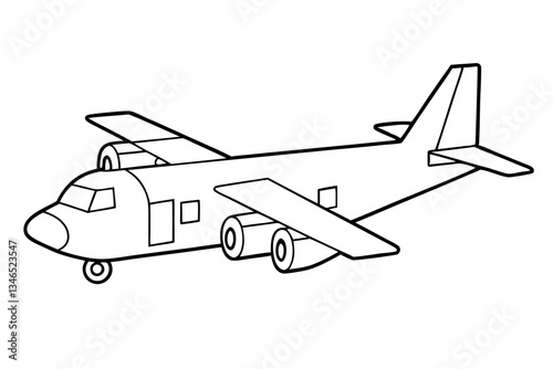 cargo plane line art silhouette vector illustration