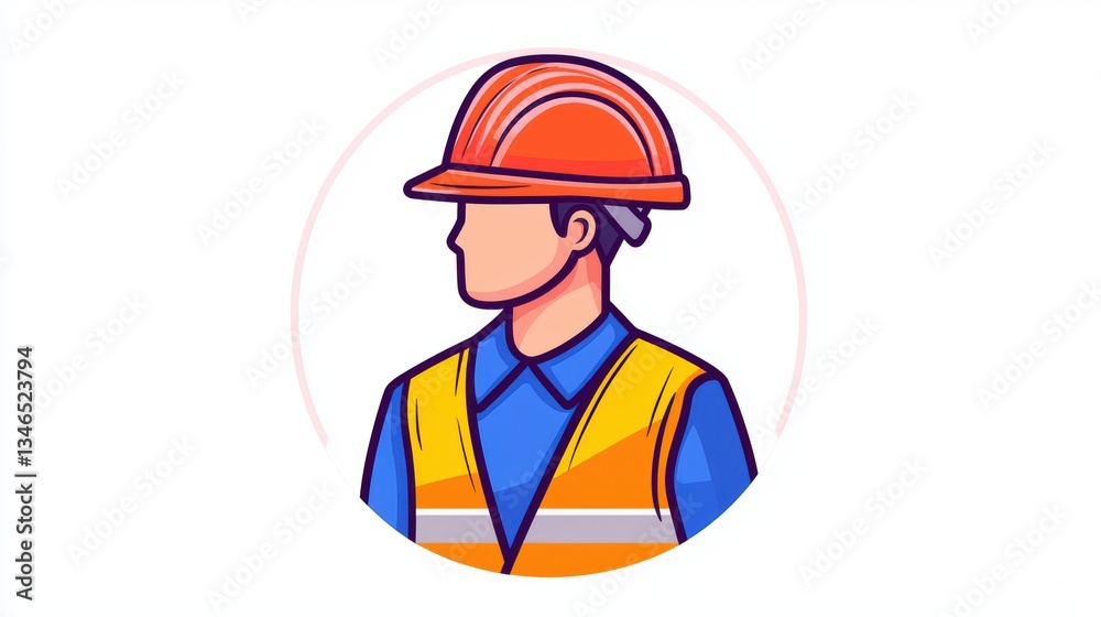 Illustration of a construction worker wearing a hard hat and safety vest, symbolizing safety and professionalism in the workforce. Illustration of a construction worker wearing a hard hat and safety vest, symbolizing safety and professionalism in the workforce.