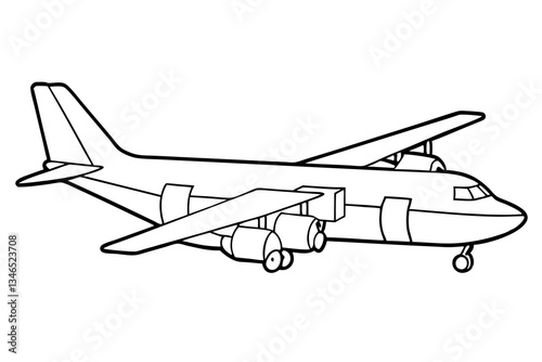 cargo plane line art silhouette vector illustration