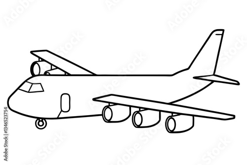 cargo plane line art silhouette vector illustration