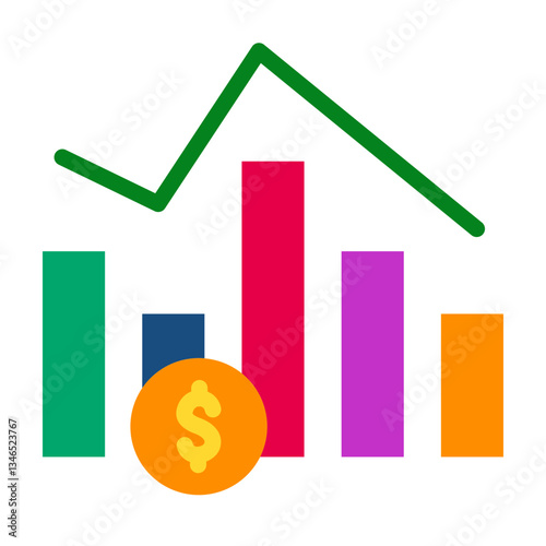 Stock Market Decline Vector Design Icon Style