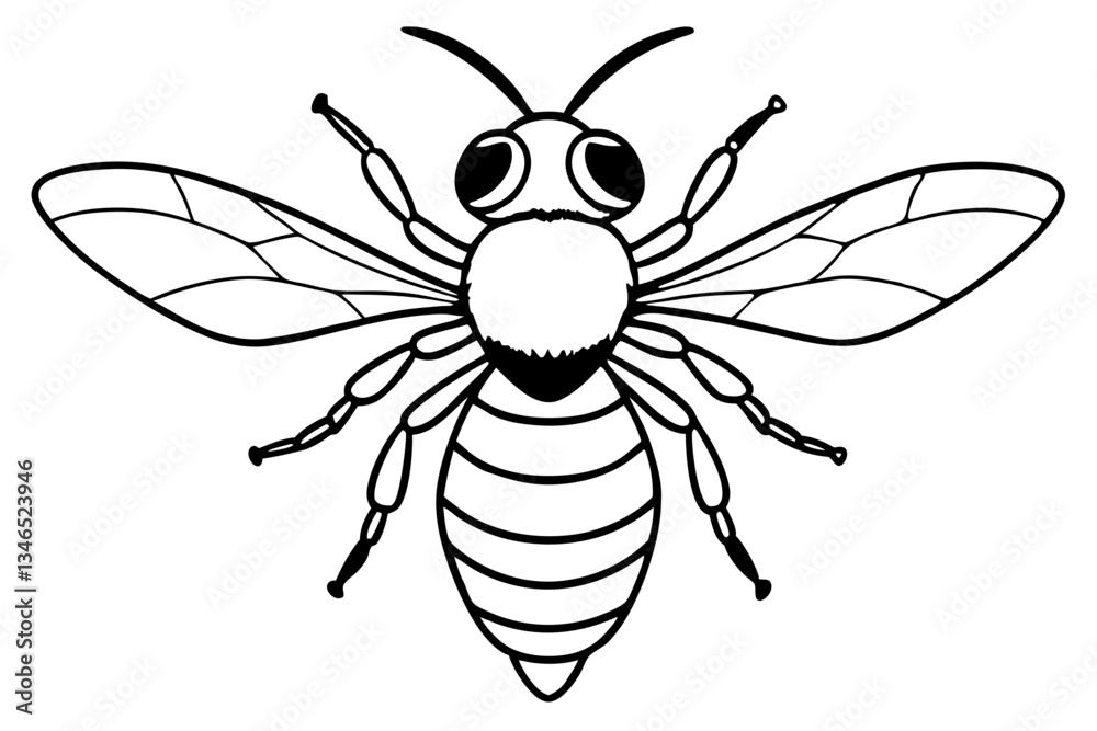 Fototapeta premium carpenter bee line art silhouette vector illustration