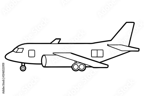 cargo plane line art silhouette vector illustration