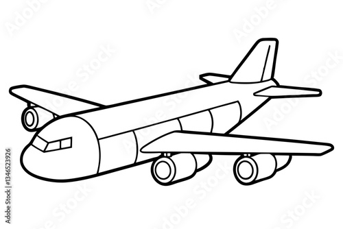 cargo plane line art silhouette vector illustration
