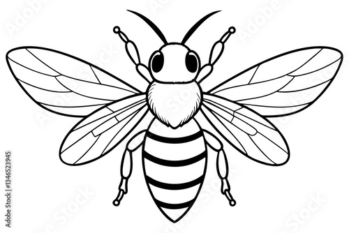 carpenter bee line art silhouette vector illustration