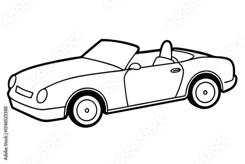 convertible line art silhouette vector illustration