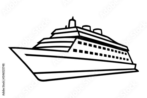 cruise ship line art silhouette vector illustration