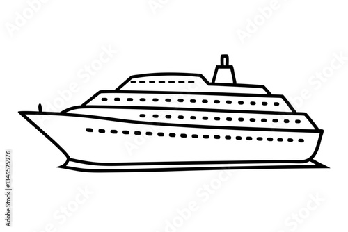 cruise ship line art silhouette vector illustration