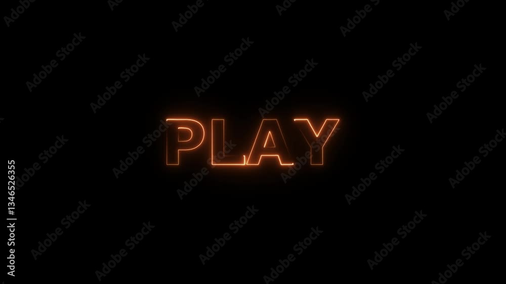 Glowing neon play text greeting icon animation on black background, 4K loop video Glowing neon play text greeting icon animation on black background, 4K loop video