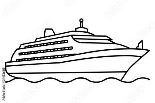 cruise ship line art silhouette vector illustration