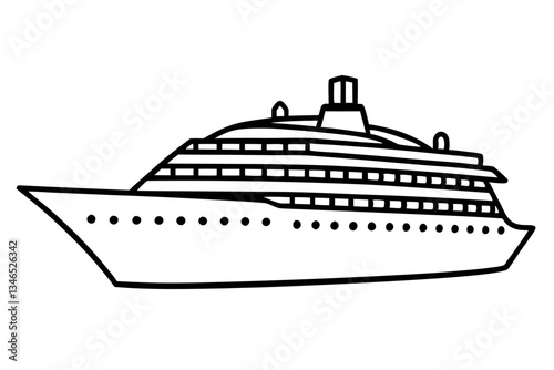 cruise ship line art silhouette vector illustration