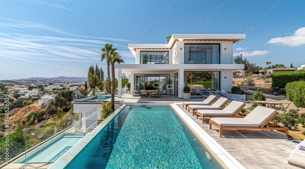 Fototapeta premium Luxury Villa with Infinity Pool and Breathtaking Views