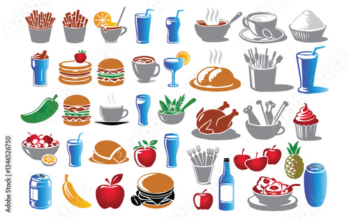 A junk foods vector icons  on a white background