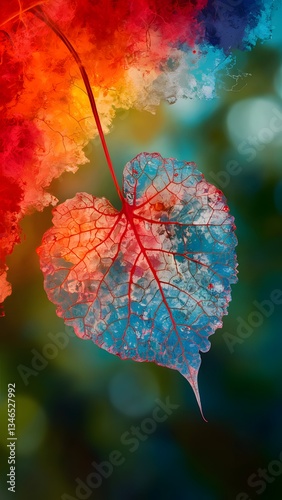Golden heart-shaped leaf hanging on a branch at sunset nature photography outdoor serenity