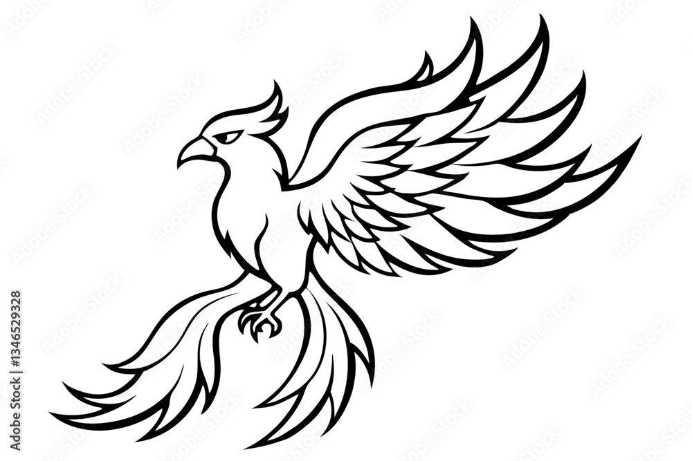 Obraz premium fenix bird line art silhouette vector illustration