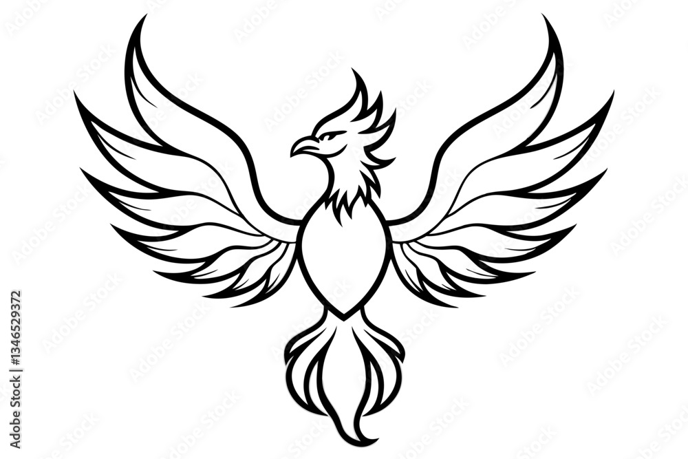 Obraz premium fenix bird line art silhouette vector illustration