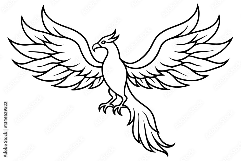 Fototapeta premium fenix bird line art silhouette vector illustration