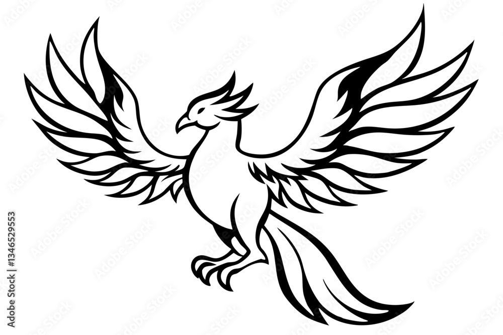 Obraz premium fenix bird line art silhouette vector illustration