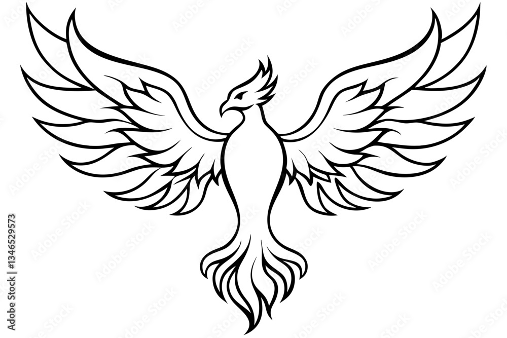 fenix bird line art silhouette vector illustration fenix bird line art silhouette vector illustration