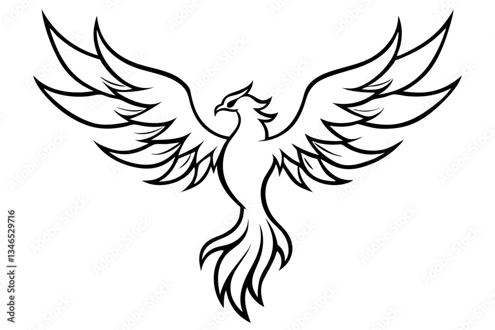 Obraz premium fenix bird line art silhouette vector illustration