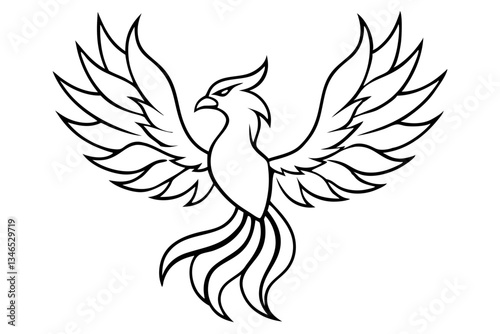 fenix bird line art silhouette vector illustration