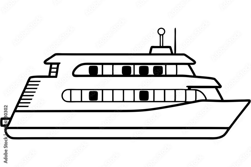 Obraz premium ferry line art silhouette vector illustration