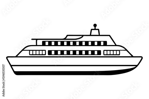 ferry line art silhouette vector illustration
