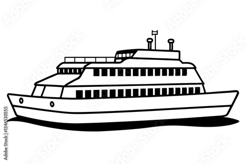 ferry line art silhouette vector illustration