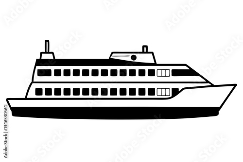 ferry line art silhouette vector illustration