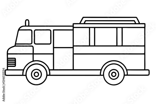 fire truck line art silhouette vector illustration