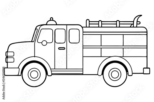 fire truck line art silhouette vector illustration