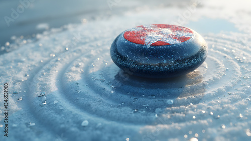 Obraz na płótnie Curling stone patterns on ice. Intricate ice curling designs. Colorful illustrations of curling. Ultrarealistic ice art photography. w salonie