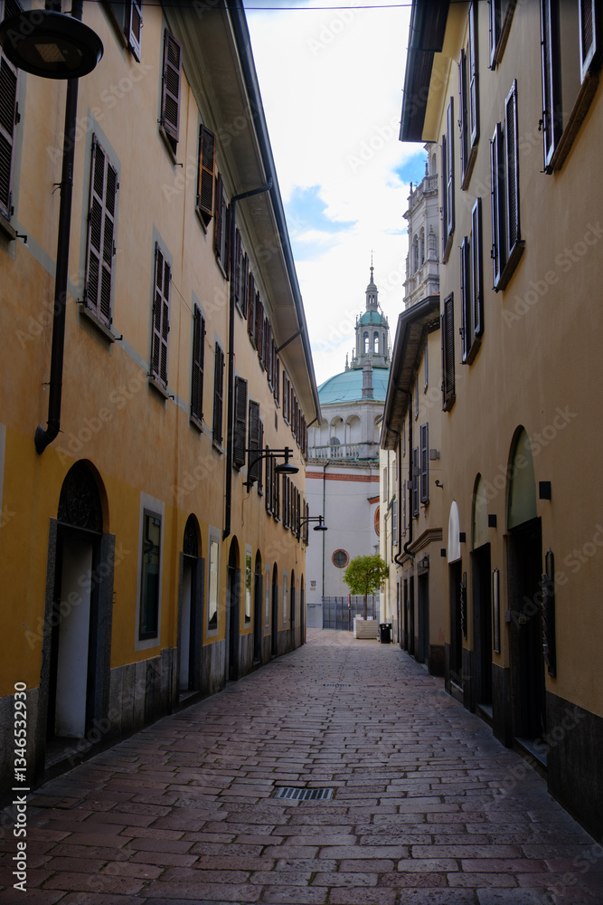 Fototapeta premium Busto Arsizio, Varese, Italy: historic buildings along via Sant Antonio
