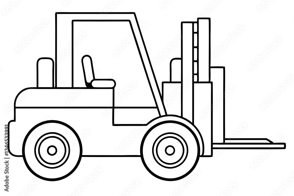 Naklejka premium forklift line art silhouette vector illustration