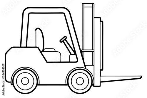 forklift line art silhouette vector illustration
