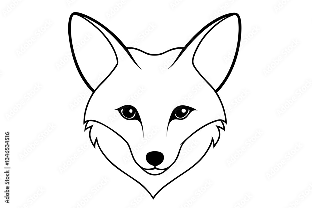 Obraz premium fox head line art silhouette vector illustration