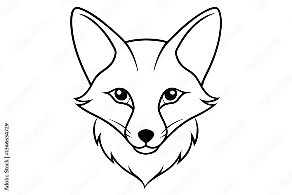 Obraz premium fox head line art silhouette vector illustration