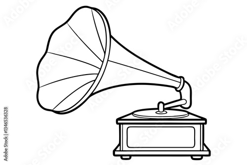 gramophone line art silhouette vector illustration