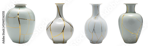 Vase isolated on transparent background PNG set