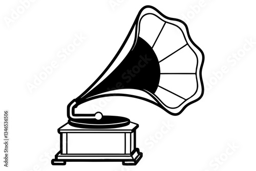 gramophone line art silhouette vector illustration