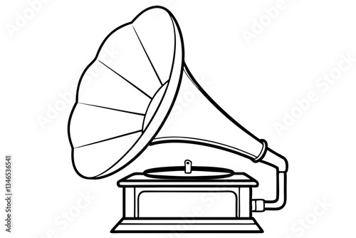 gramophone line art silhouette vector illustration