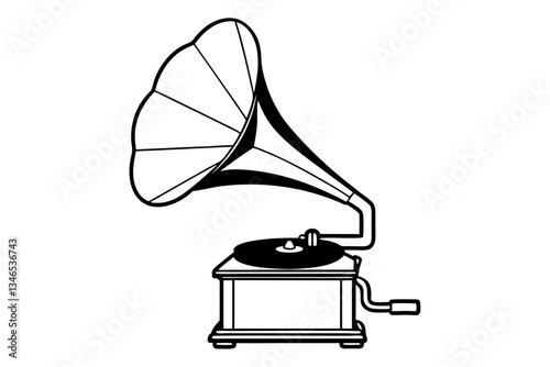 gramophone line art silhouette vector illustration